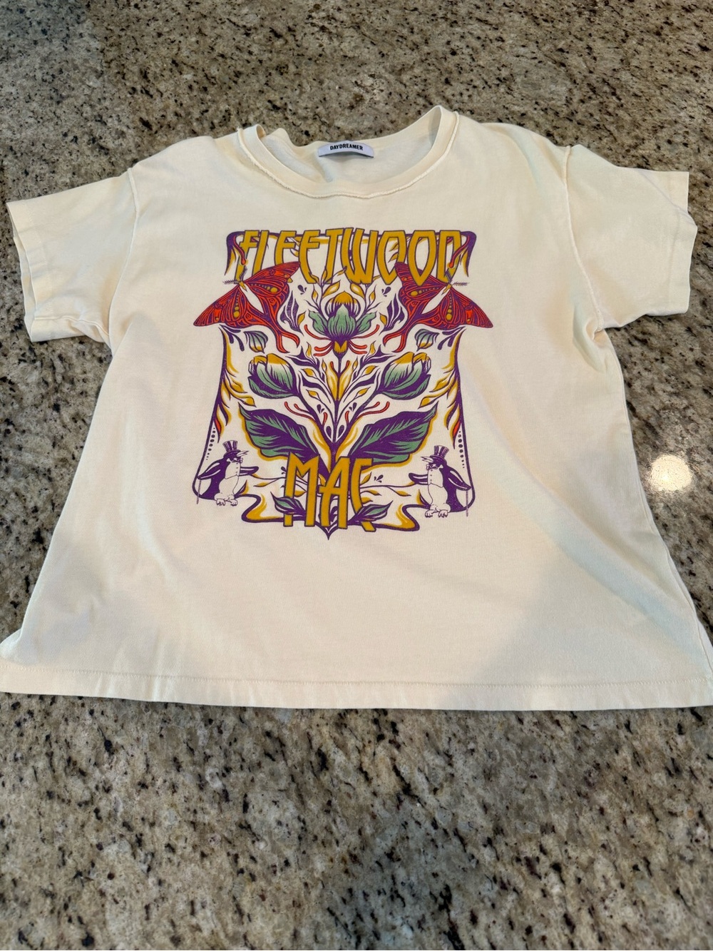 Daydreamer Cream Graphic Tee with Purple, Yellow & Red Print